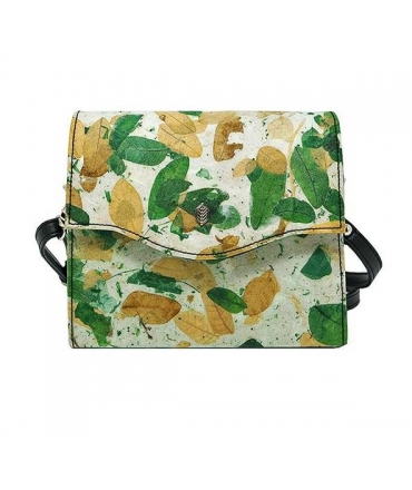 Box Bag Borsa Donna Pochette tracolla removibile foglie bottone waterproof vegan