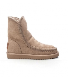 XTI Mid-height Eskimo ankle boots with vegan fur beige padded, warm and comfortable