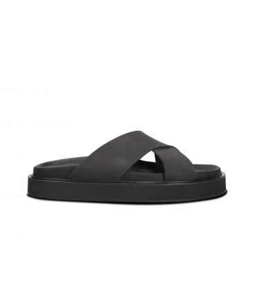 NAE Hazel black vegan platform slippers thick sole bands