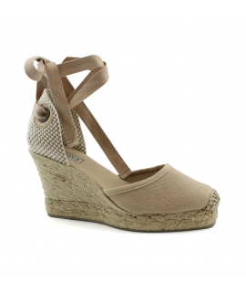 Women's shoes wedges cotton heel strap jute ribbon vegan shoes