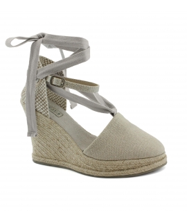 Women's shoes wedges cotton heel strap jute ribbon vegan shoes