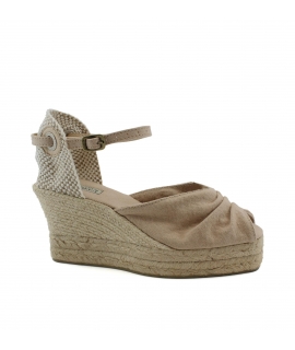 Chaussures pour femmes compensées en coton avec bride au talon en jute et chaussures végétaliennes