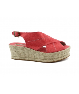 Zapatos de mujer cuñas PET reciclado talón correa crossover yute zapatos veganos