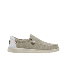 HEY DUDE végétalien MIKKA tressé blanc cassé chaussures pour hommes sans lacet respirant été bio coton mocassins