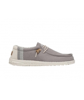 HEY DUDE vegan WALLY Break Stitch Men baskets d'été respirantes en coton biologique gris