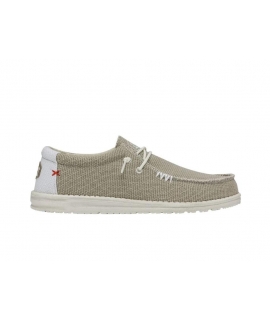 HEY DUDE vegan WALLY Trenzado off white Zapatillas de algodón orgánico ligeras y transpirables de verano para hombre