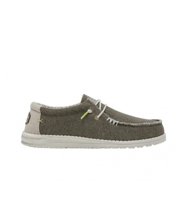 HEY DUDE vegan WALLY Trenzado fósil Zapatillas de deporte ligeras y transpirables de algodón orgánico para hombre