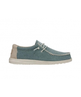 HEY DUDE vegan WALLY Trenzado aqua Hombres zapatillas ligeras y transpirables de algodón orgánico de verano