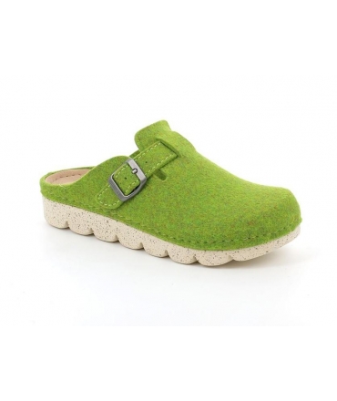 GRUNLAND VEG POFF green women's comfort slippers recycled