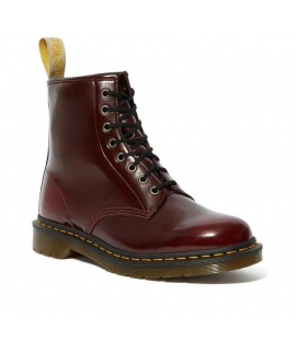 DR MARTENS VEGAN 1460 FELIX RUB OFF Femme amphibie cerise rouge 8 lacets imperméables chaussures végétaliennes