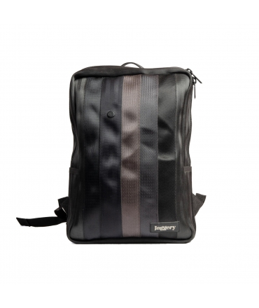 JAGGERY Noir sac à dos recyclé ceintures de sécurité sac ordinateur sac vegan