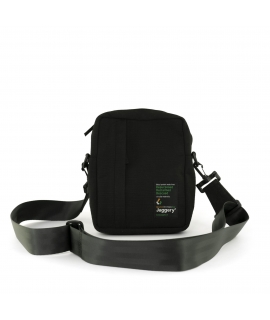 JAGGERY Black recycled vegan shoulder bag canvas military machine belt