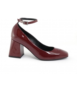 VSI JANE decollet mary jane vegan burgundy patent leather strap wide heel made in Italy