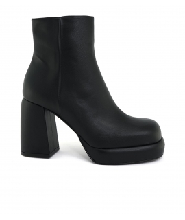 VSI JADE Black vegan ankle boots chunky corn heel zip Made in Italy