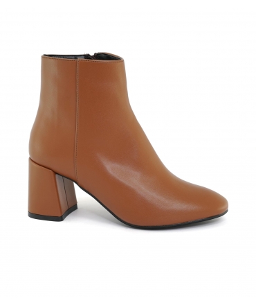 VSI KESSY Brown vegan ankle boots round toe zip wide heel Made in Italy