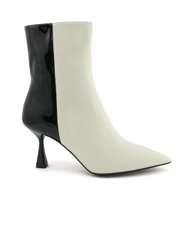 VSI NIS Two-tone vegan ankle boots black white corn toe heel spool Made in Italy