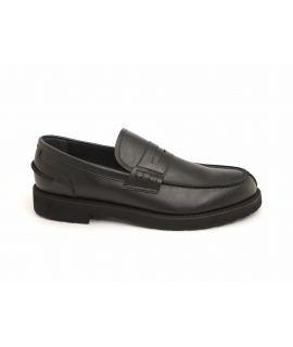VSI RUDRY Elegant black vegan men's moccasins college style penny stitching Made in Italy