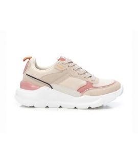 REFRESH Beige women's vegan sneakers with chunky laces sole