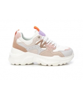 REFRESH Colorful chunky vegan sneakers with pastel high wedge sole