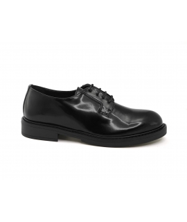 VSI CLASSY Classic chaussures basses végétaliennes noires brillantes pour femmes avec lacets Fabriquées en Italie