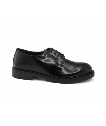 VSI CLASSY Classic chaussures basses végétaliennes noires brillantes pour femmes avec lacets Fabriquées en Italie
