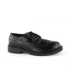 VSI LUCE Vegan Oxfords Women's classic black glossy lace-up swallowtail shoes Made in Italy
