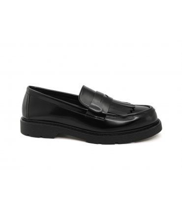 VSI OXFORD Shiny black vegan loafers with fringes college thick sole Made in Italy