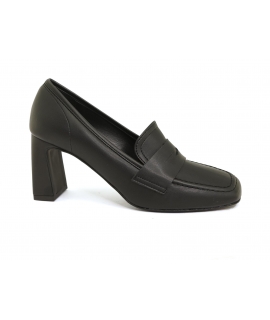 VSI MARGOT Schwarze vegane Maismokassin-Schuhe mit breitem Absatz und eckiger Zehenpartie, hergestellt in Italien