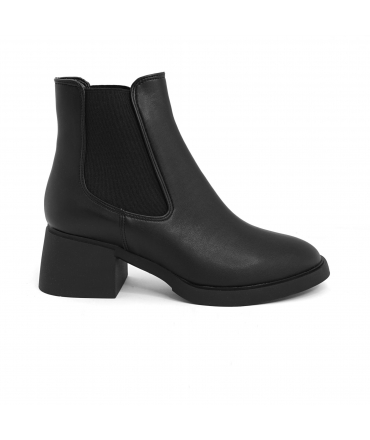 VSI LANNA Schwarze vegane Stiefeletten mit elastischem Absatz, vegane Beatles-Mais-Schuhe, hergestellt in Italien, umweltfreundl