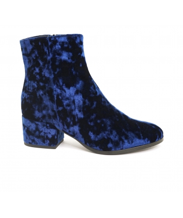 VSI DENA Blue vegan ankle boots, round toe, wide heel, zip, Made in Italy