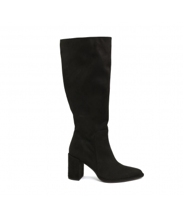 VSI NIA Ökologische schwarze vegane Stiefel für Damen mit breitem Absatz und veganen Zehenschuhen, hergestellt in Italien