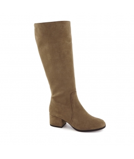 VSI NEDA Boots vegan taupe, talon large, bout rond, zip, Made in Italy