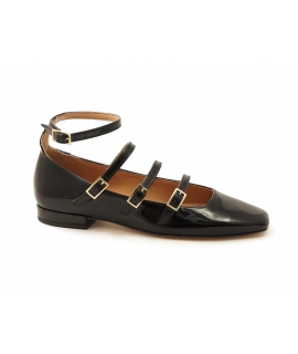 VSI BETH ballerinas with black patent leather straps square toe vegan shoes made in Italy