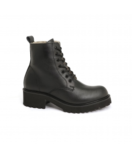 VSI NEVADA Black padded combat boots 7 holes fake fur waterproof zipper heel vegan shoes Made in Italy pro