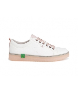 JANA white sneakers Woman vegan recycled fabric pink laces