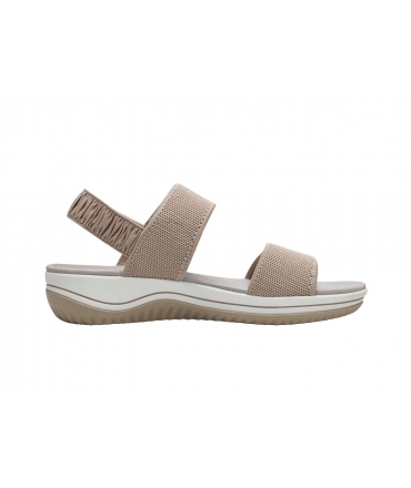 JANA Komfort-Sandalen für Damen, beige Keil-Elastikbänder, vegane Sommerschuhe