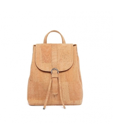 Backpack Woman natural cork strap with vegan button