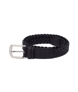 Unisex black cork vegan braided belt 3.5 cm