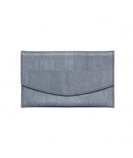 Porte-cartes enveloppe végétalien avec porte-monnaie en liège bleu à fermeture magnétique