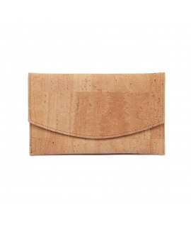 Porte-cartes enveloppe végétalien avec porte-monnaie en liège beige avec fermeture magnétique