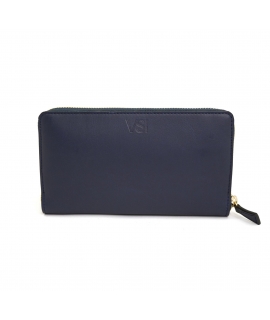 VSI LANDI Vegane Brieftasche, blaues Mais-Akkordeon, Kartenhalter mit Reissverschluss, hergestellt in Italien
