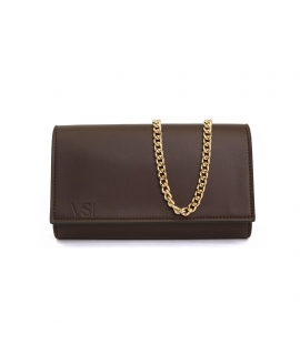 VSI CAMUCIA Vegan wallet clutch bag, dark brown corn, removable shoulder strap with button