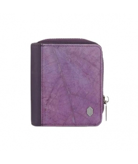 Cartera de hojas veganas con cremallera impermeable en acordeón