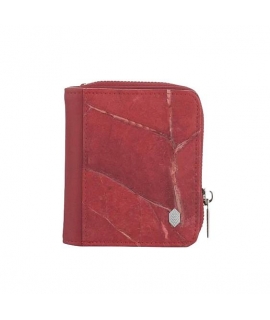 Cartera de hojas veganas con cremallera impermeable en acordeón