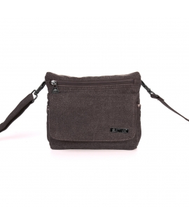 SATIVA Bolso de hombro Unisex de cáñamo eco-sostenible con botón de cremallera vegana