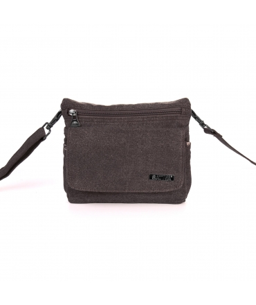 SATIVA Bolso de hombro Unisex de cáñamo eco-sostenible con botón de cremallera vegana