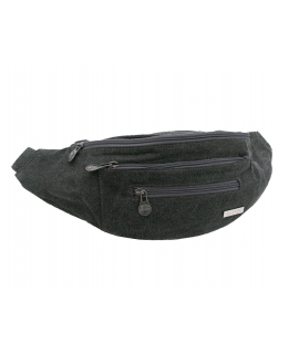 SATIVA Grand sac banane en chanvre gris avec zip, unisexe vegan