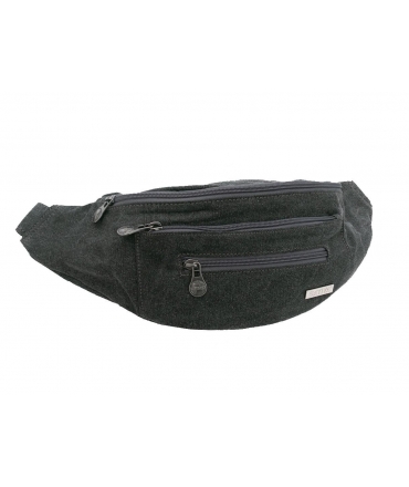 SATIVA Large gray hemp bum bag with zip, unisex vegan