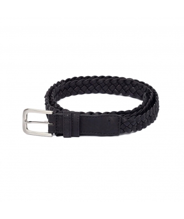 Cintura intreccio vegan nera sughero unisex 3 cm