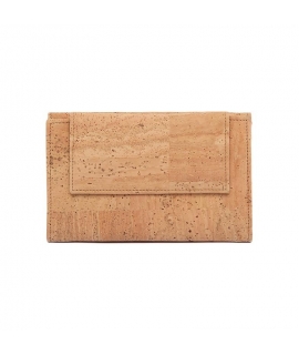 Large portefeuille vegan en liège avec fermeture à bouton étanche